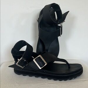 Sorel Black Sandals with Rugged Sole